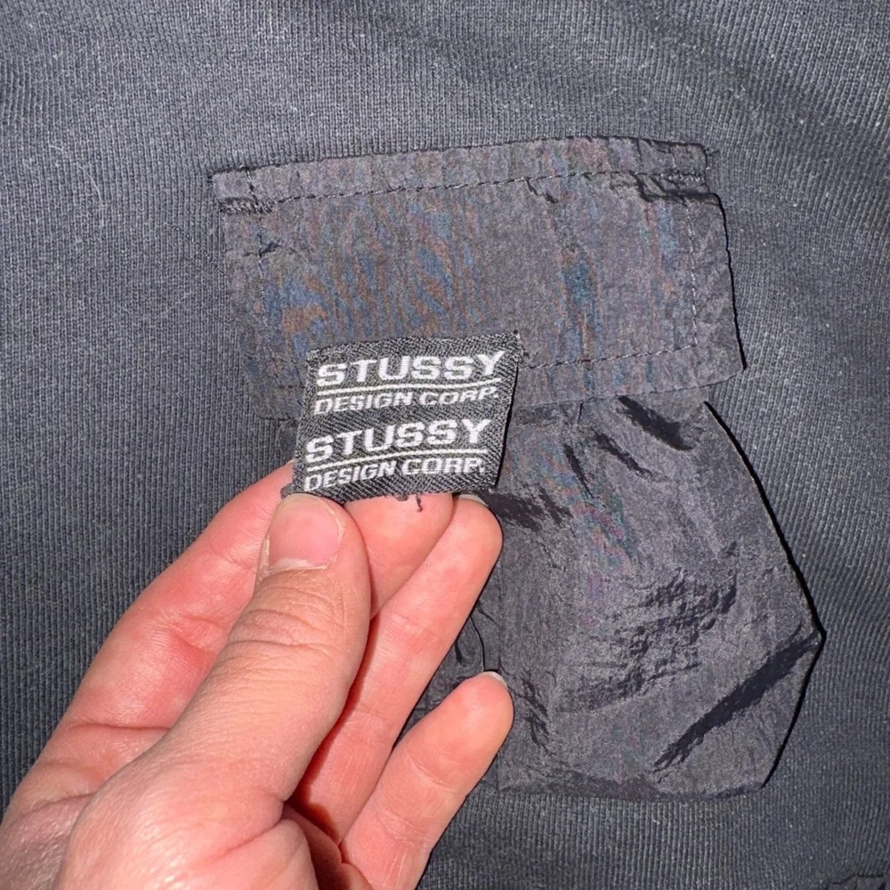 Stussy Cargo Fleece HD Black Hooded Utility Sweatshirt - Picture 2 of 3